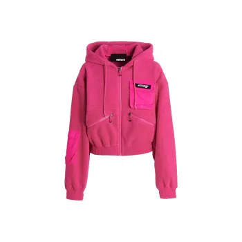 Rotate Holiday Logo Detailed Zip-Up Hoodie