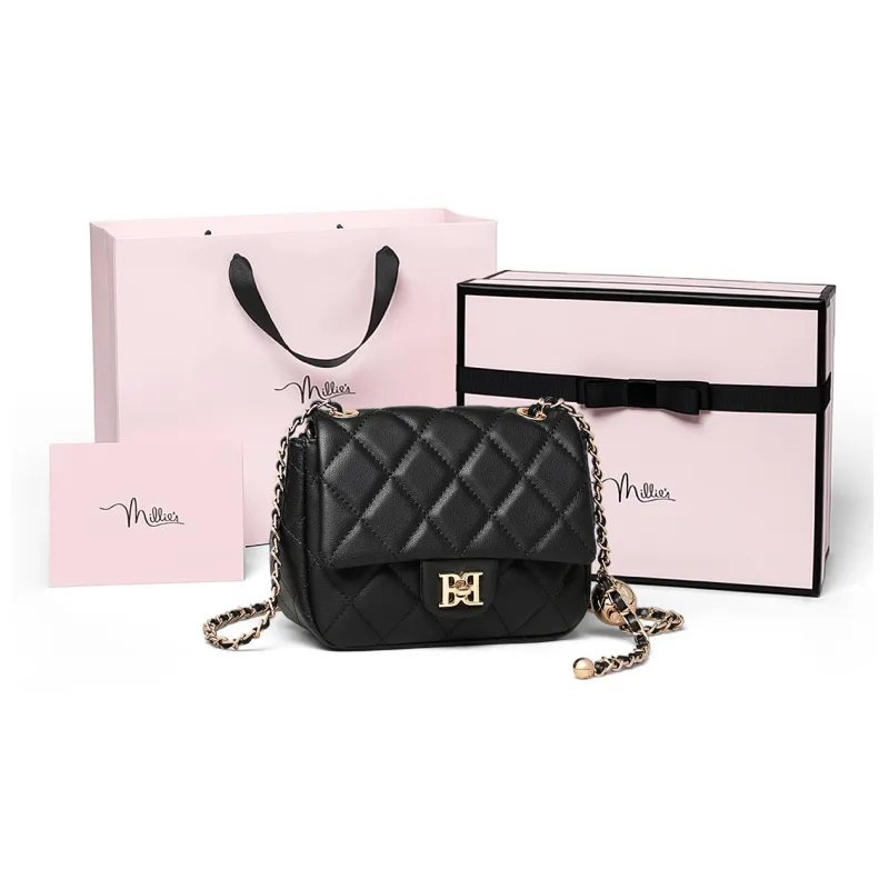 MILLIE'S Cow Leather Underarm Shoulder Bag, Crossbody Bag Trumpets Women's Black-8