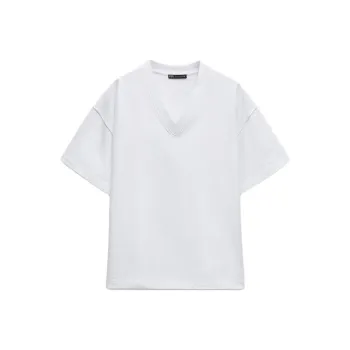 ZARA Drop Shoulder Sleeve T-Shirt Women's White