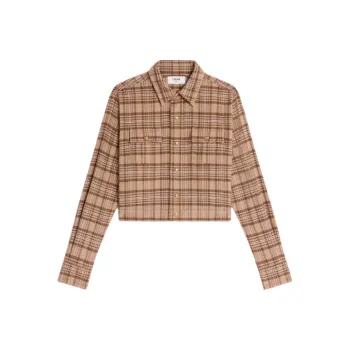 CELINE Romy Cropped Shirt In Checked Cashmere