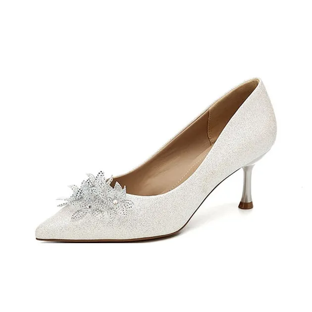 DAPHNE High Heels Women's Champagne, Silver-4