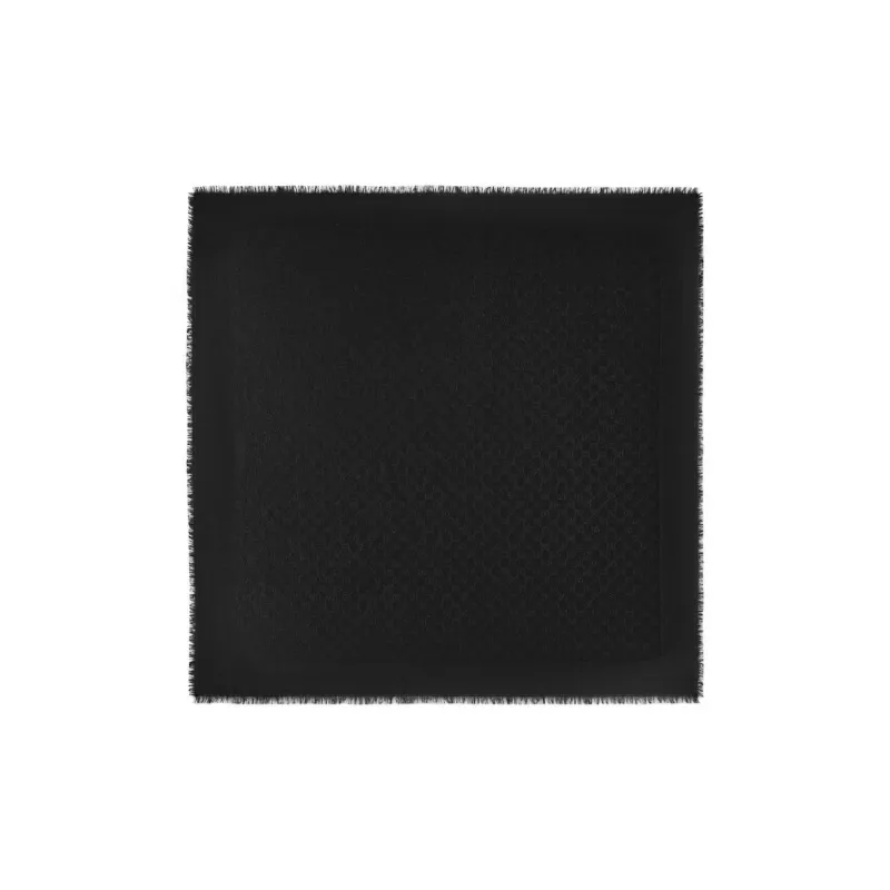 GUCCI Wool, Mulberry Silk Knit Scarves Unisex Black-0