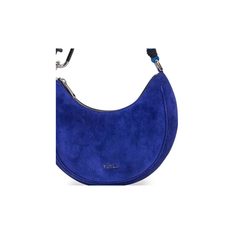 Furla Primavera Suede Handbag, Shoulder Bag Regular Women's Blue-3