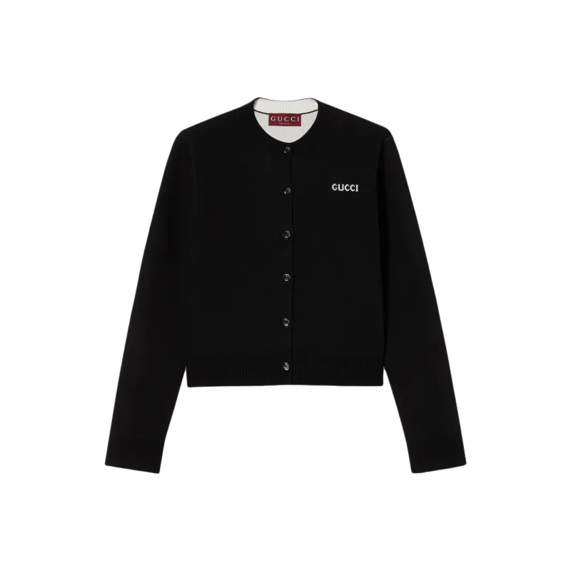 GUCCI Logo Intarsia Knit Cardigan-0