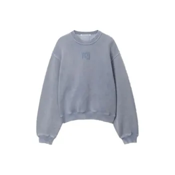 Alexander Wang Essential Terry Crew Puff Paint Logo Sweatshirt Motor Grey