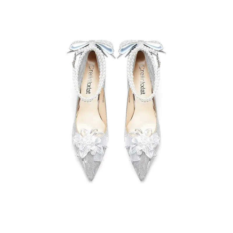 Crelinkxlat Slim Heel High Heels Women's Silver-3