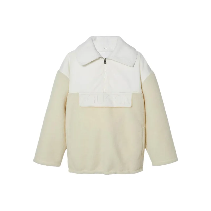 GUCCI Wool Blend Fleece Zip Jacket 'White'-0