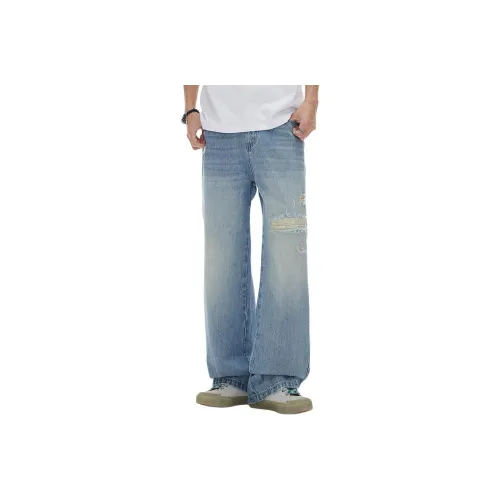 FAIRWHALE Jeans Unisex Vintage Blue Blue