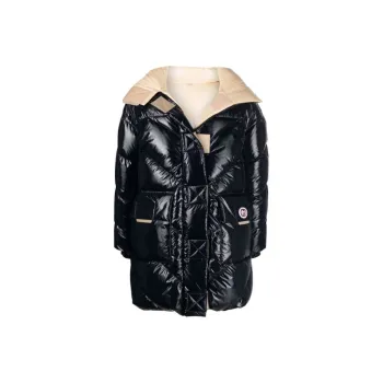 GUCCI SS22 Solid Color Hooded Loose Fit Mid-Length Down Jacket Women's Black