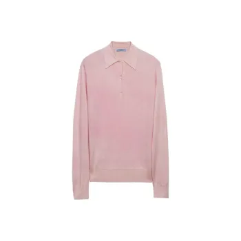 PRADA Long-Sleeved Fine-Knitted Polo Shirt