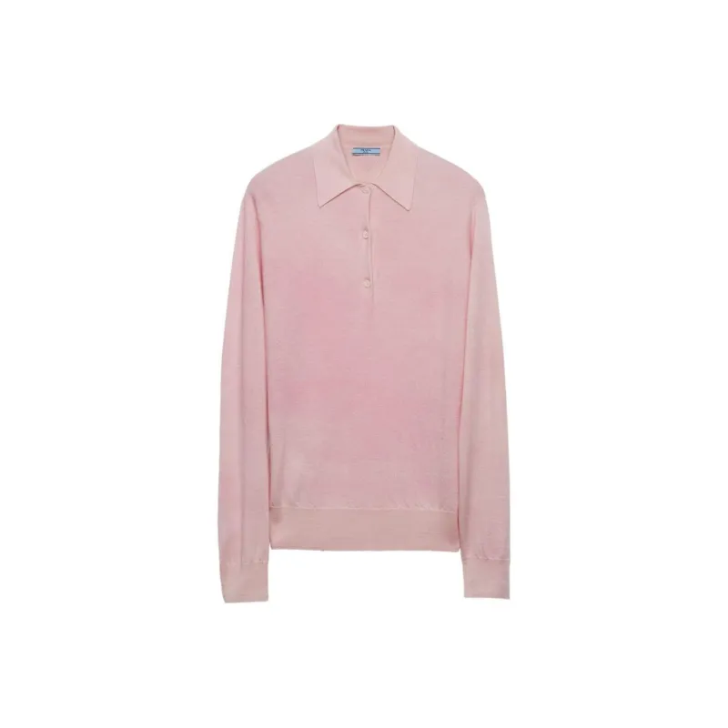 PRADA Long Sleeved Fine Knitted Polo Shirt-0