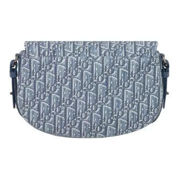 DIOR Cotton Saddle Bag Messenger Bag Shoulder Bag Unisex Blue