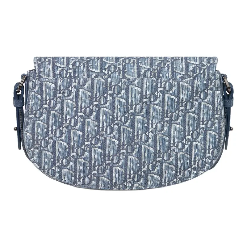 DIOR Cotton Saddle Bag Messenger Bag Shoulder Bag Unisex Blue-0