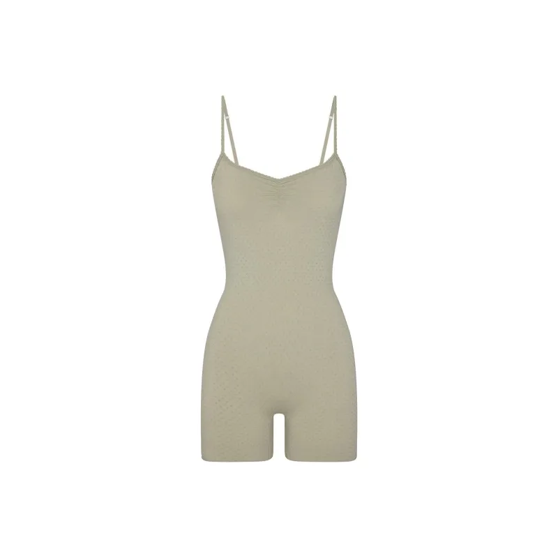 SKIMS MICRO POINTELLE TANK ONESIE Bodysuits Women's TALC/Talc-0