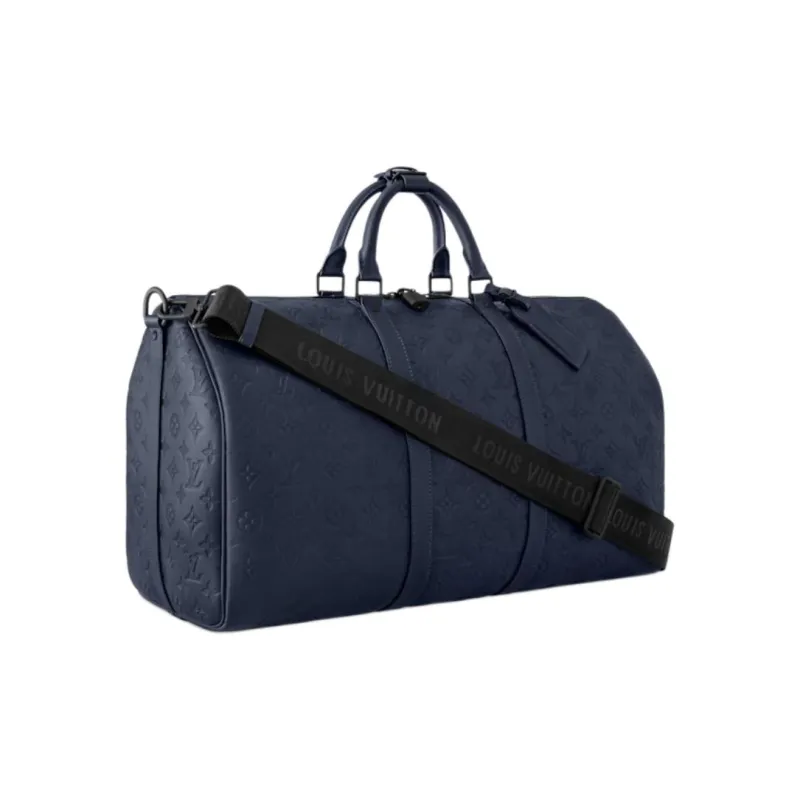 LOUIS VUITTON KeepallBandoulière Cow Leather Travel Bag 50L Men's Dark Blue-1
