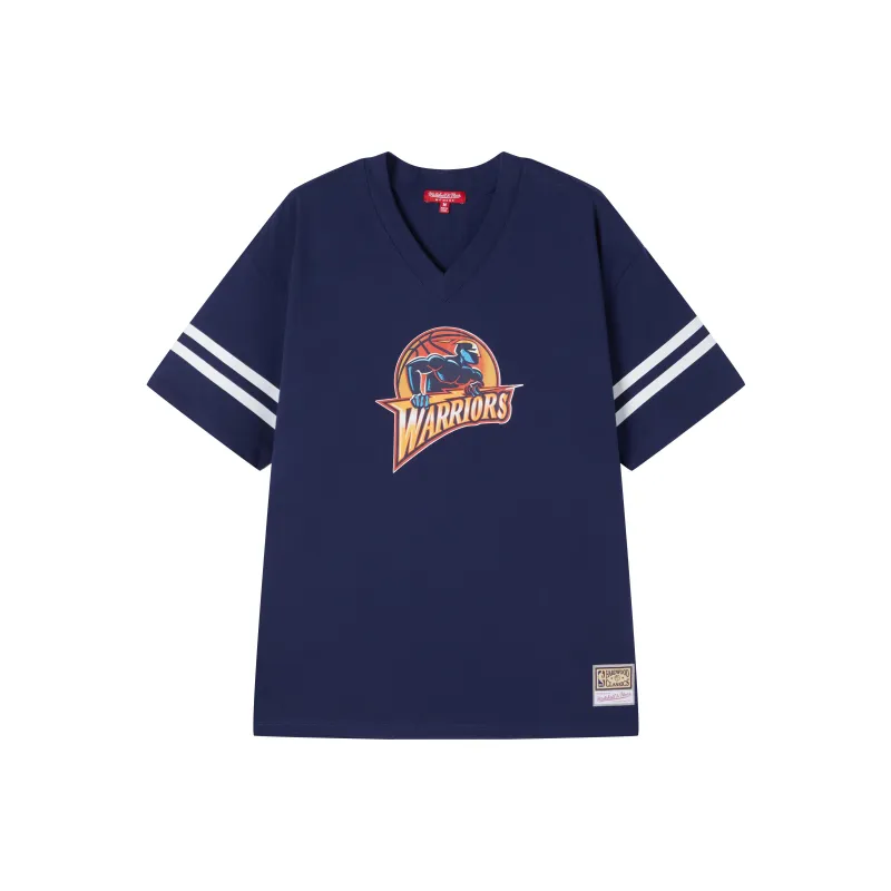 Mitchell & Ness x NBA Golden State Warriors Drop Shoulder Sleeve T Shirt Women's Blue-0