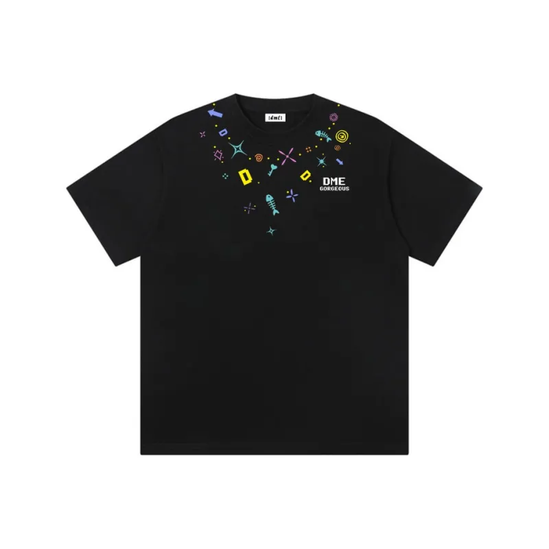 【dme】 Couple T Shirt 100% Cotton Top, Half Sleeve Unisex-0