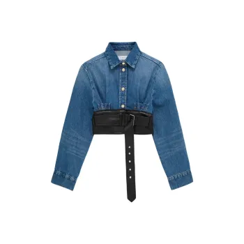 SAMI MIRO VINTAGE x IRO FW24 LEATHER CROP SHIRT Shirt Women's Blue