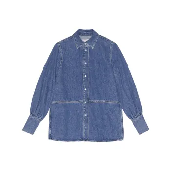 GANNI Denim Shirt With Logo