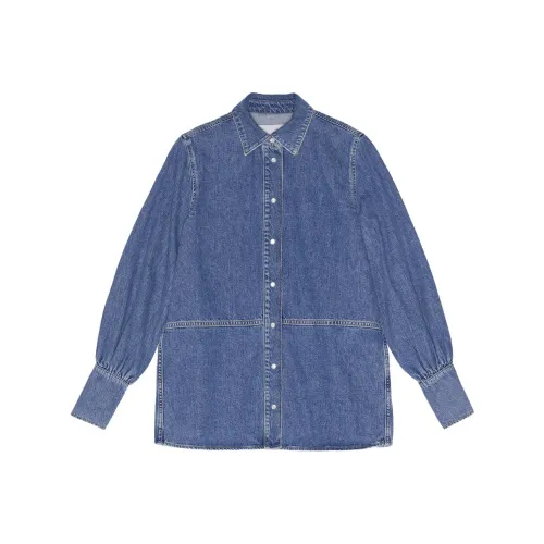 GANNI Denim Shirt With Logo
