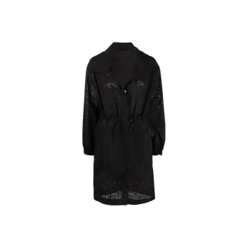 Moncler Allover Logo Printed Buttoned Coat