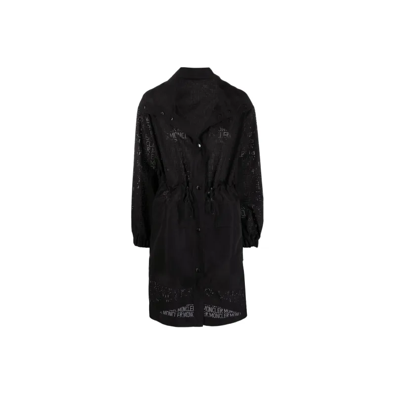 Moncler Allover Logo Printed Buttoned Coat-0