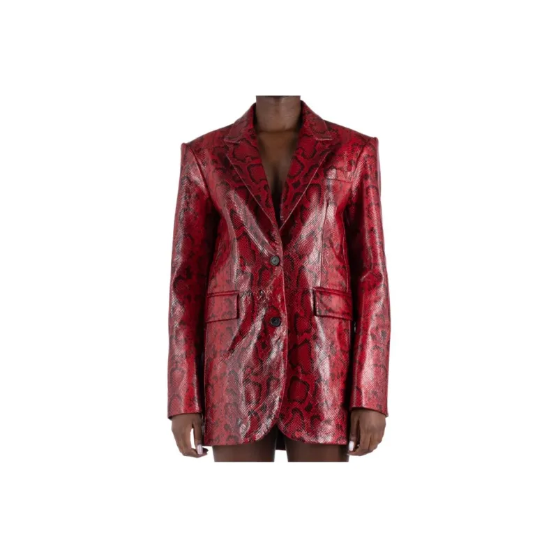 SportMax Oversized Embossed Leather Blazer-0