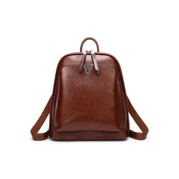 Bullrun Waxed Leather Backpack Regular Women's Brown