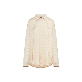 Balenciaga Logo Monogram Collared Long Sleeve Shirt