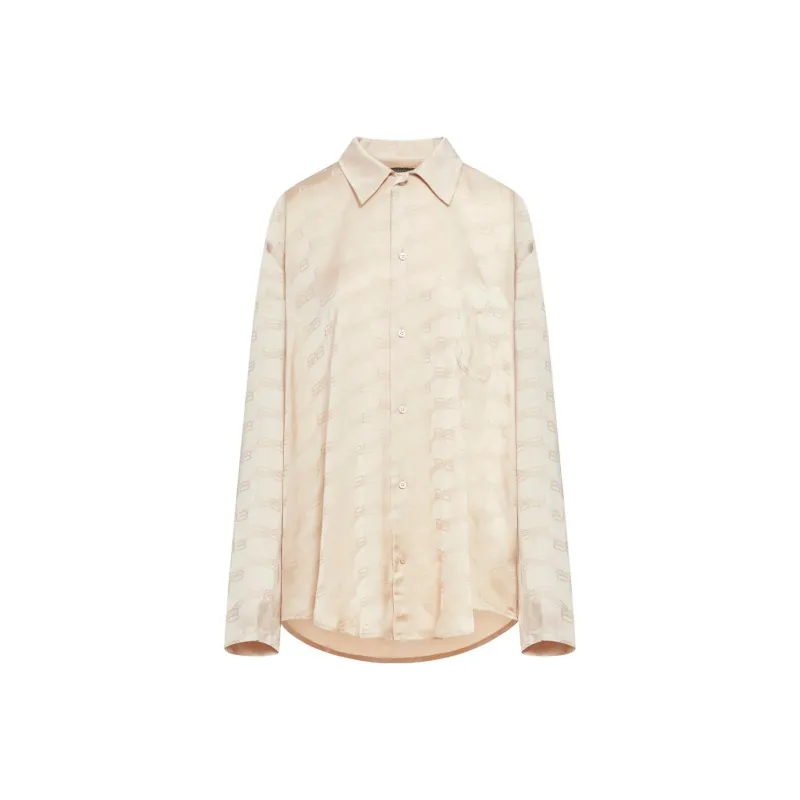 Balenciaga Logo Monogram Collared Long-Sleeve Shirt-0
