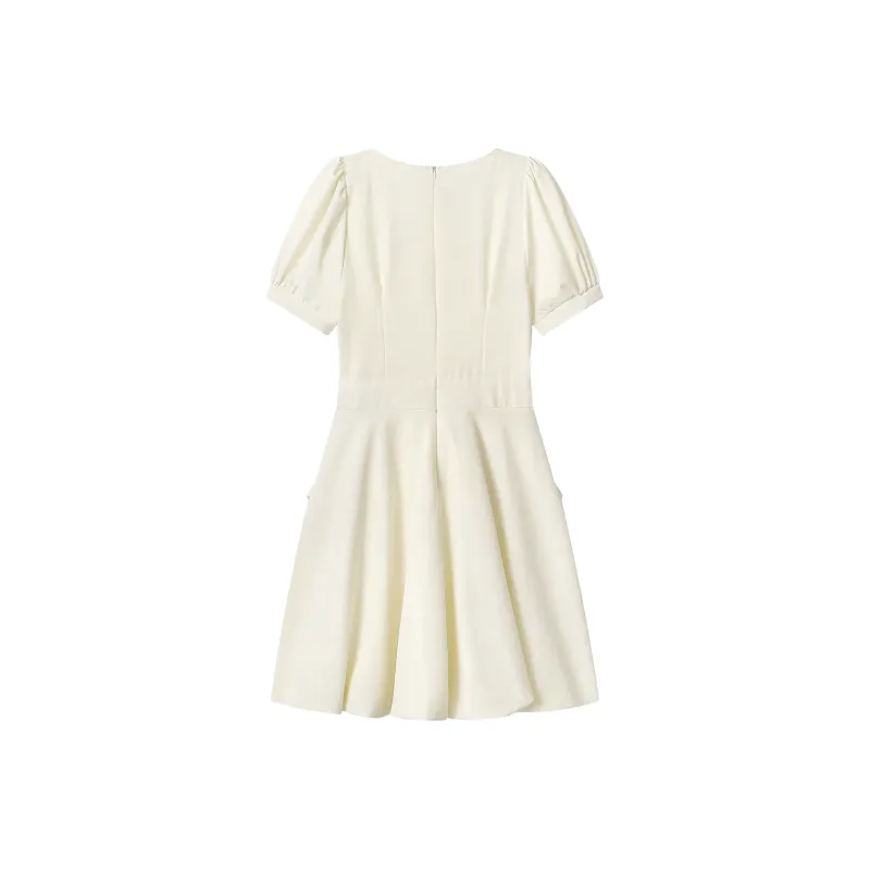 Mu Xiao Xin Short Sleeved Dress Women's Apricot-1