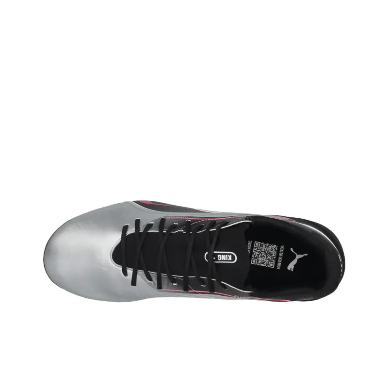 PUMA KING MATCH Anti Slip Wear Resistant Soccer Shoes Unisex Silver Gray-4
