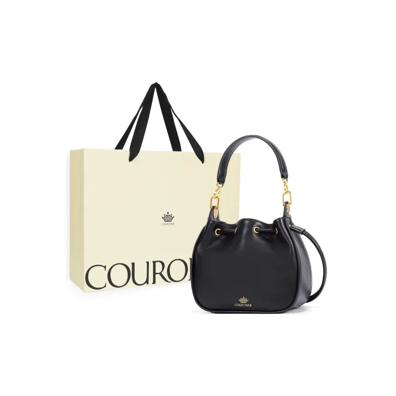 COURONNE Cow Leather Handbag Regular Women's Black/Flesh Pink-0