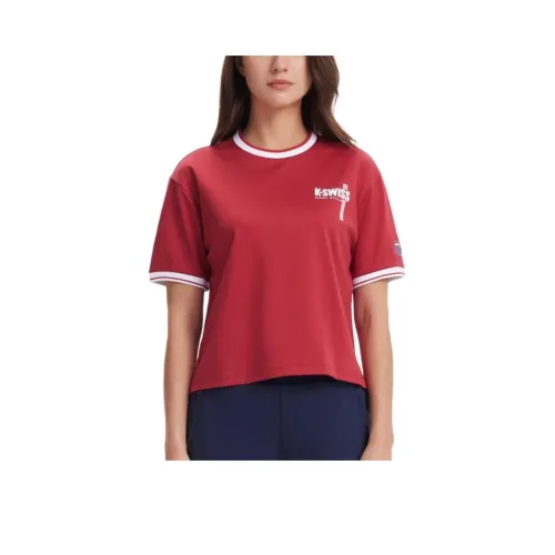 KSWISS Drop Shoulder Sleeve T Shirt Women's Dark Red