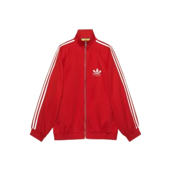 GUCCI X Adidas Cotton Jersey Zip Jacket Bright Red