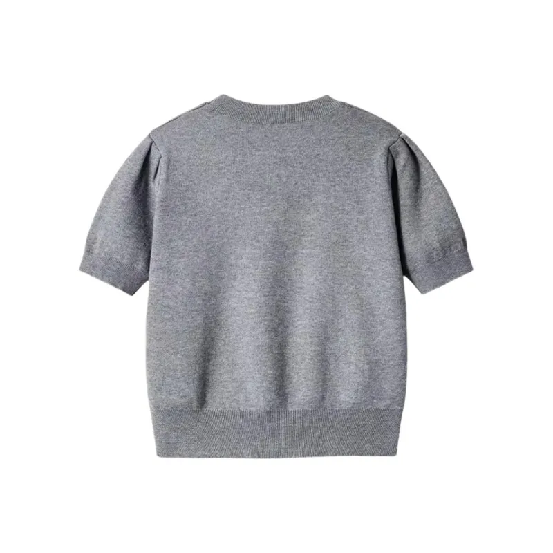 DOKZB Puff Sleeve T Shirt Women's Gray-1