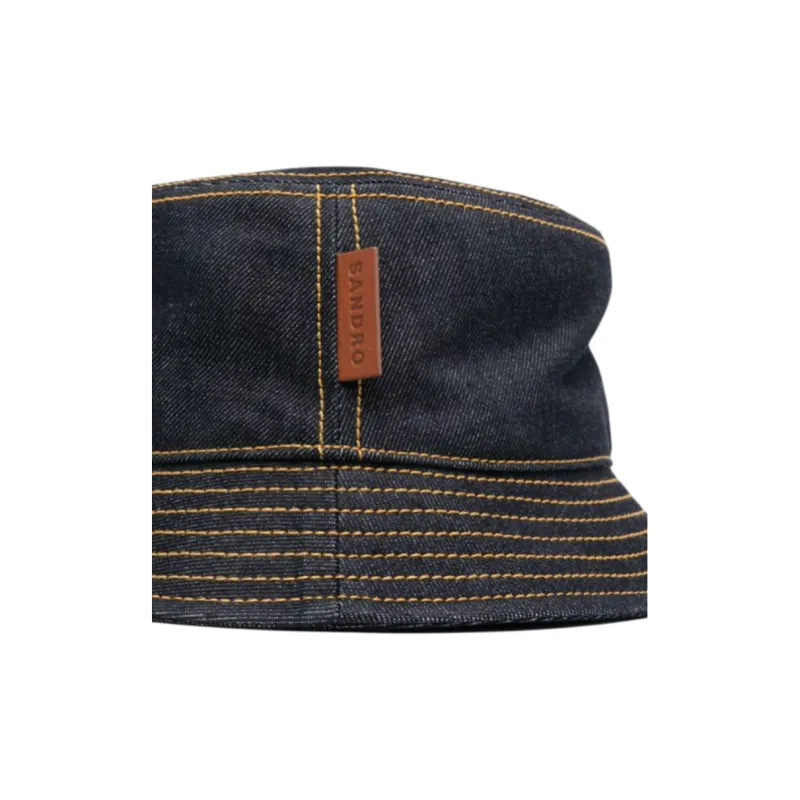 Sandro Cotton, Cow Leather Bucket Hats Unisex Blue-2