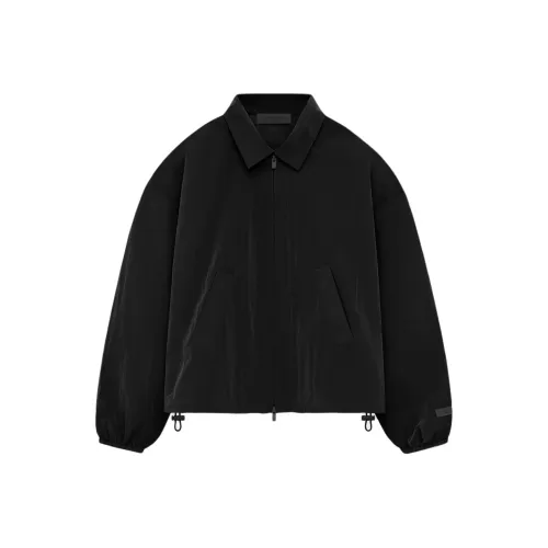 Fear Of God Essentials Military Nylon Hooded Jacket SS24 Drop2 Women'ss Shell Bomber Jackets Coats Women's Jet Black/Jet Black