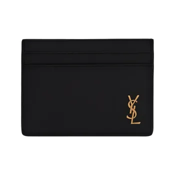 SAINT LAURENT Grain Cow Leather Card Holder Card Holder Women's Black