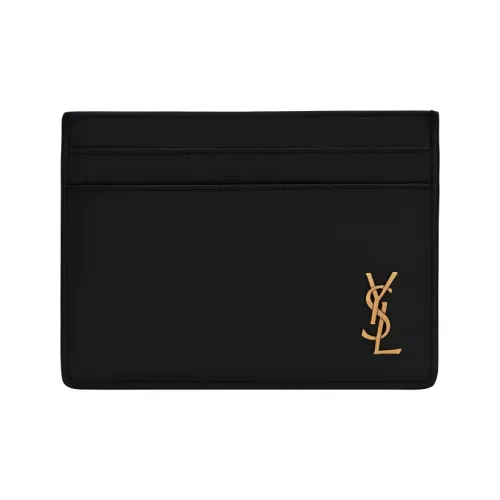 SAINT LAURENT Grain Cow Leather Card Holder Card Holder Women's Black