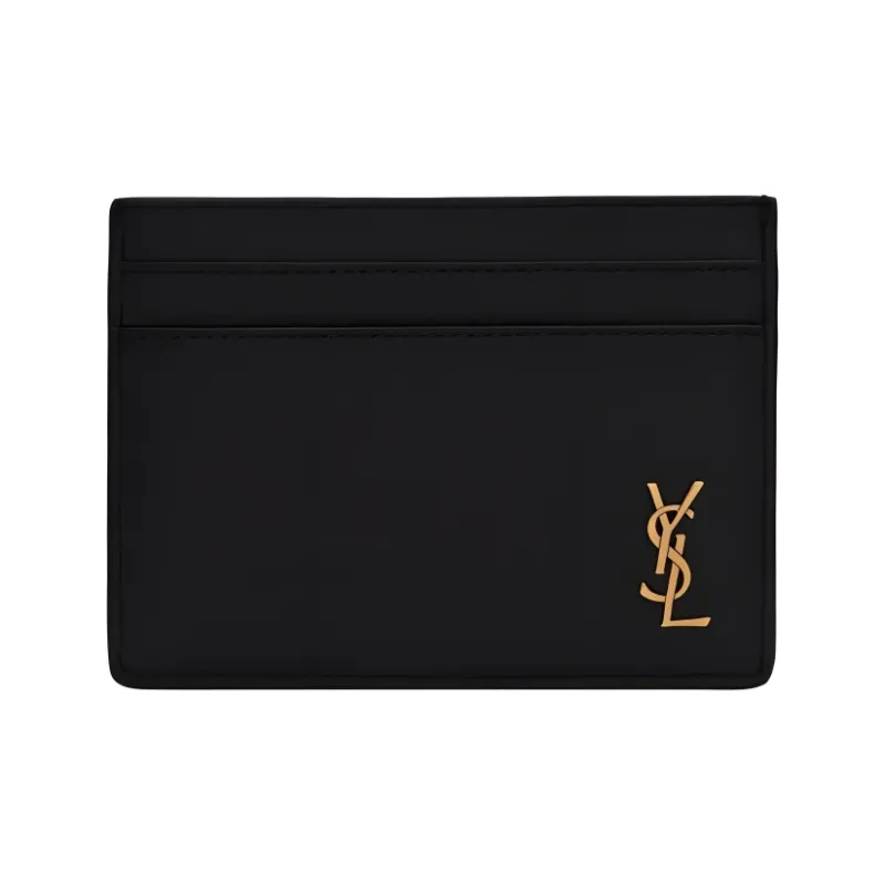 SAINT LAURENT Grain Cow Leather Card Holder Card Holder Regular Women's Black-0