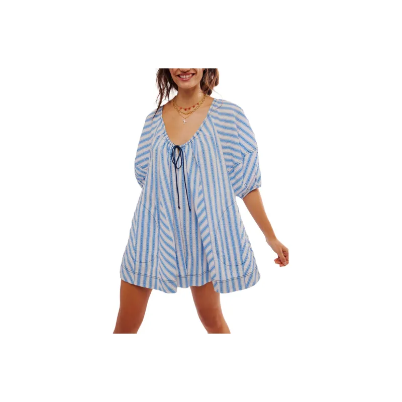 FREE PEOPLE Bop Around Romper Bodysuits Women's Oxford Combo-0