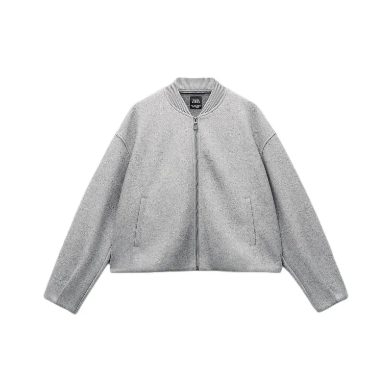 ZARA Jackets Coats Women's Zebra Print Gray-0