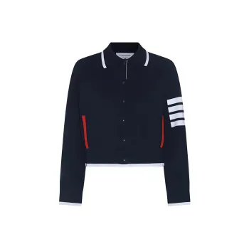 THOM BROWNE 4-Bar Striped Cropped Jacket