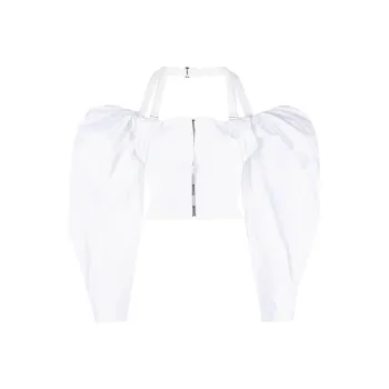 Jacquemus Puffy Sleeve Crop Top 'White'