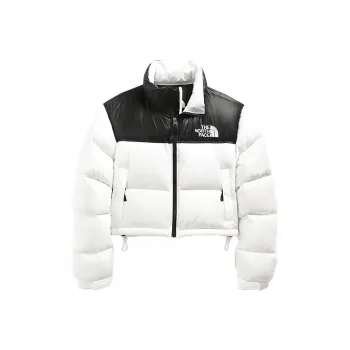 THE NORTH FACE Women'ss Nuptse 700 Fill Short Jacket Tnf White TNF Black