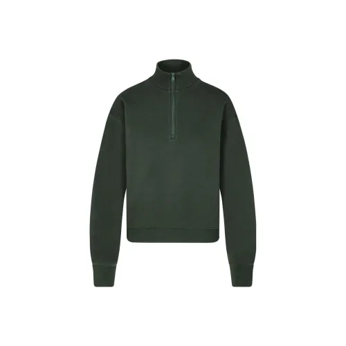 SKIMS COTTON FLEECE CLASSIC QUARTER ZIP PULLOVER Sweatshirt Women's SPRUCE/Spruce