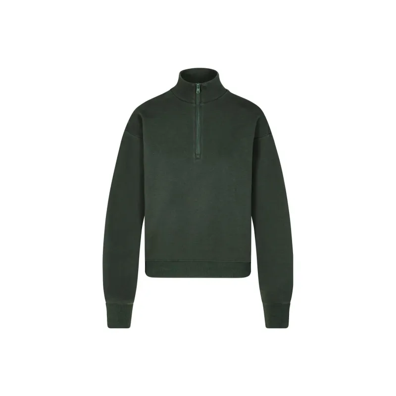 SKIMS COTTON FLEECE CLASSIC QUARTER ZIP PULLOVER Sweatshirt Women's SPRUCE/Spruce-0
