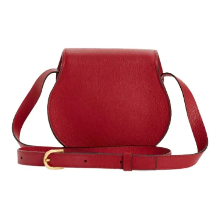 Chloe Marcie Grain Calfskin Saddle Bag, Crossbody Bag, Shoulder Bag Women's Red-3
