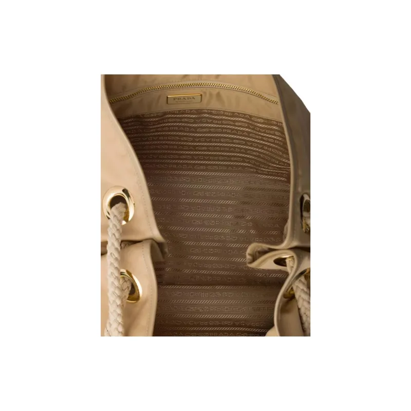 PRADA Re Nylon Shoulder Bag Large Size Women's Camel Brown-3